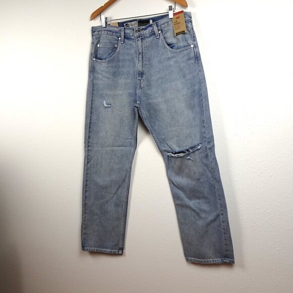 Levi's Silvertab Straight Jeans Men's Size 36x32 Blue Denim Distressed Relaxed - Picture 3 of 11